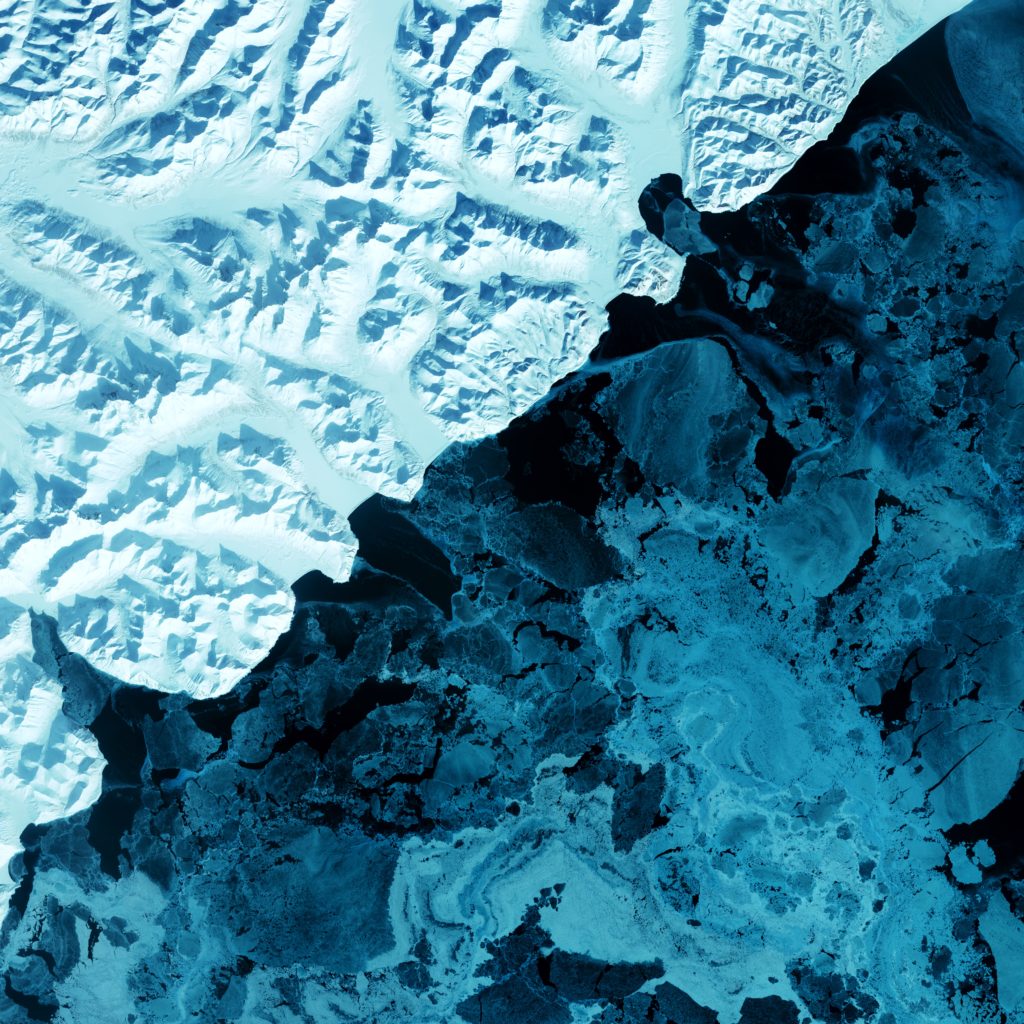 An aerial view of an iceberg in antarctica.